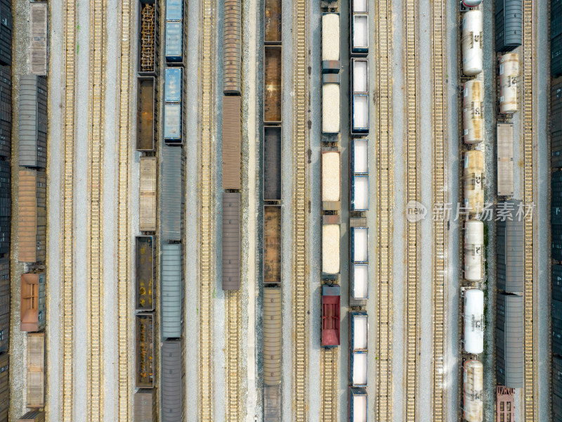 火车物流集装箱火车站航拍图
