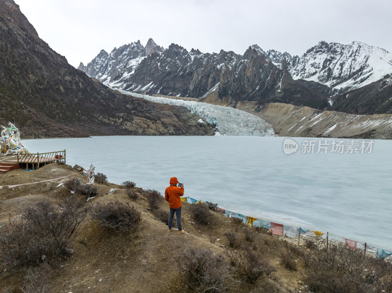 西藏那曲地区布加雪山冰川高空航拍