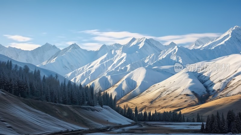 冬季唯美雪景雪山海报背景配图高清摄影图