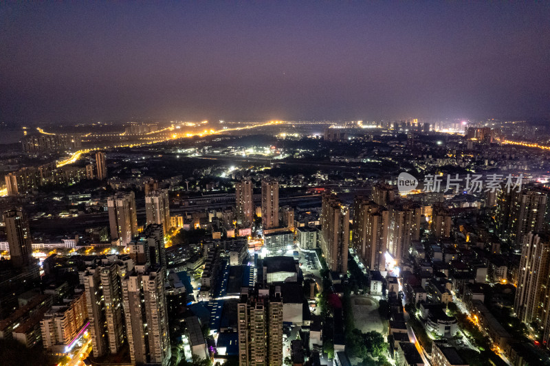 衡阳城市夜景航拍