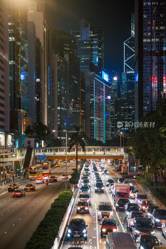 香港夜景交通街道