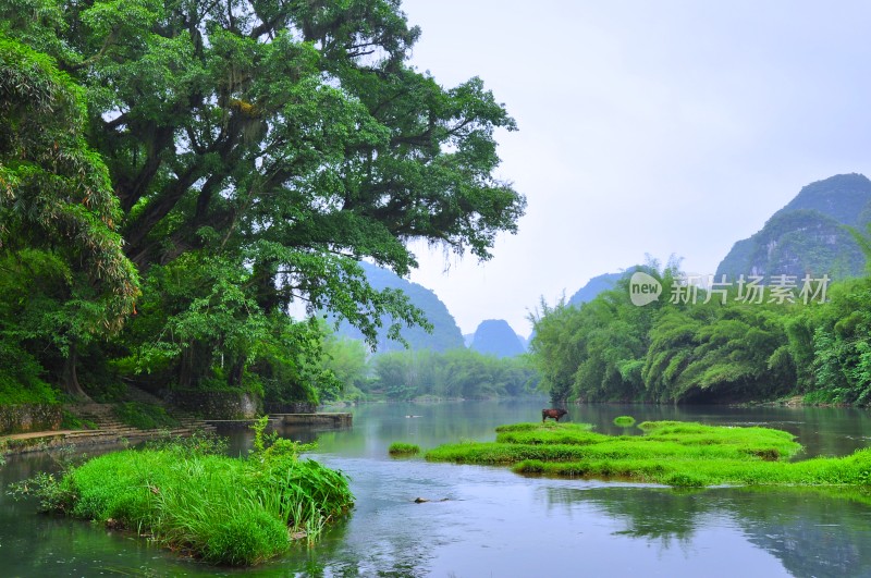 河池盘阳河山青冰秀倒影迷人小桥流水好风光