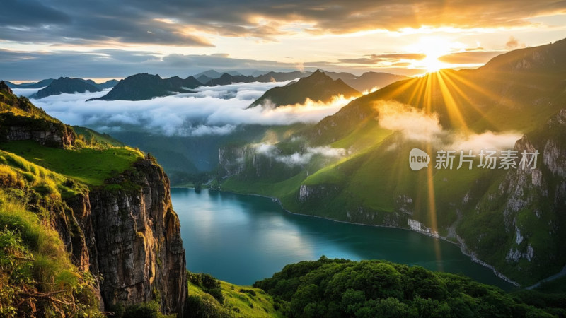 山间湖泊自然绝美风景