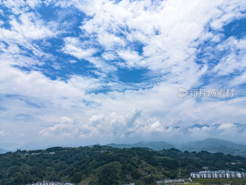 蓝天白云天空云朵航拍图