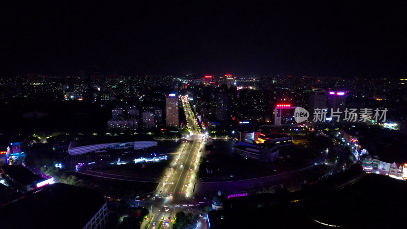 安徽蚌埠淮河广场夜景灯光航拍