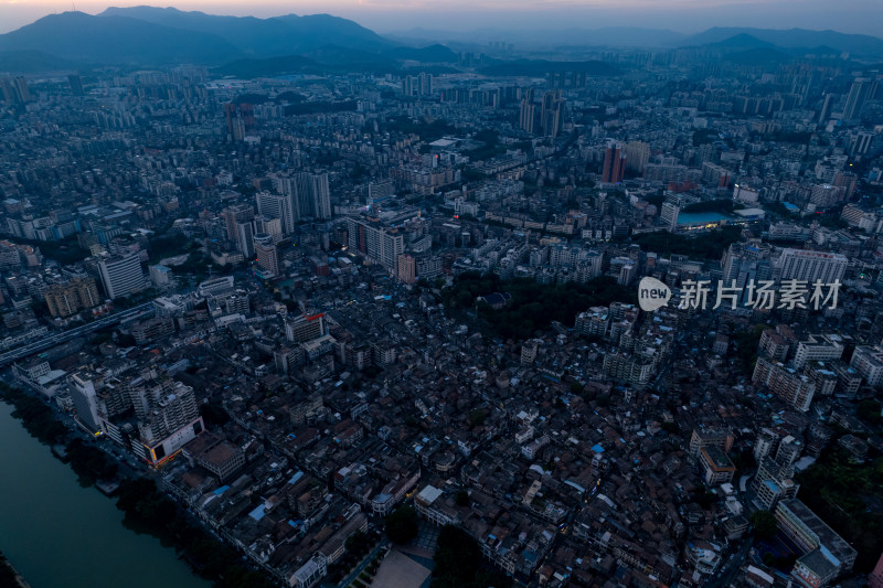 广东江门城市夕阳晚霞航拍摄影图