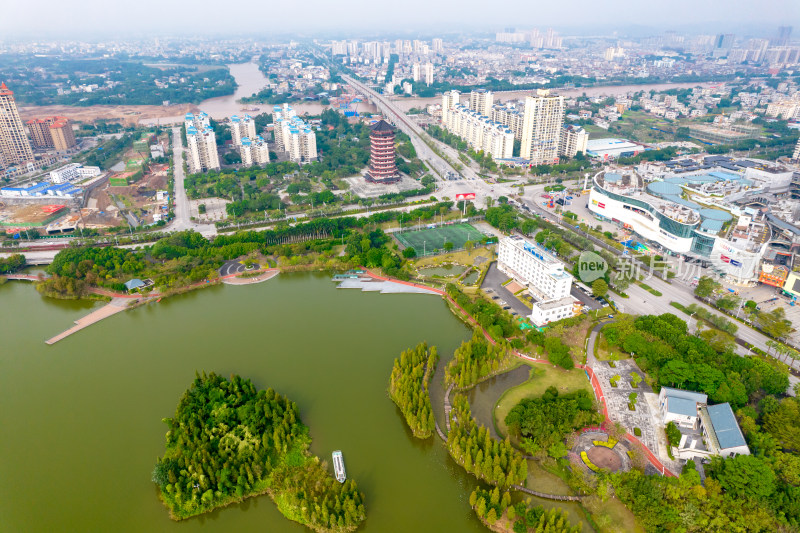 广西钦州城市风光航拍图