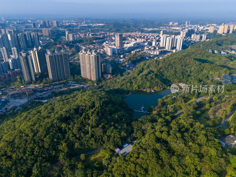 自贡植物园绿化航拍图