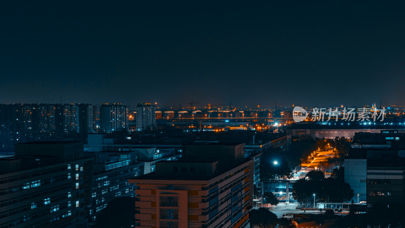 城市夜景俯瞰亮灯建筑灯火辉煌