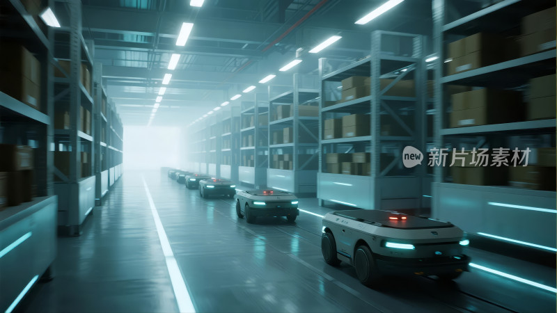 智能物流无人车AGV智慧仓储自动化背景