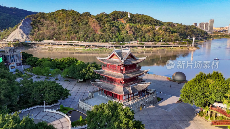 四川宜宾冠英古街合江门航拍图