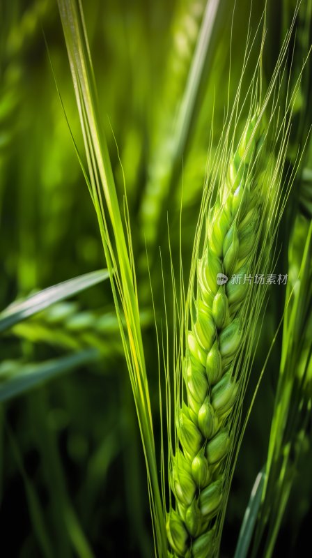 绿色小麦绿油油的麦田