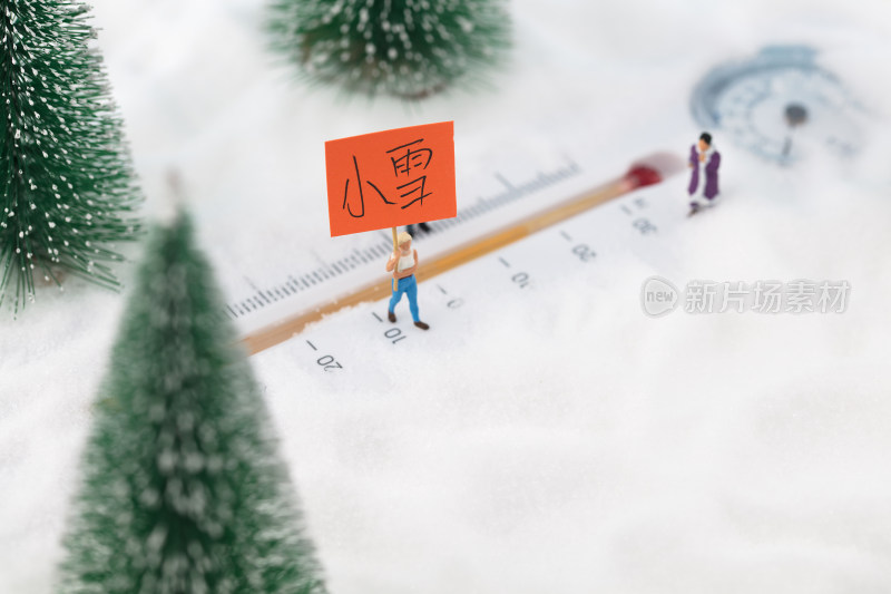 微缩创意小雪节气白雪温度计