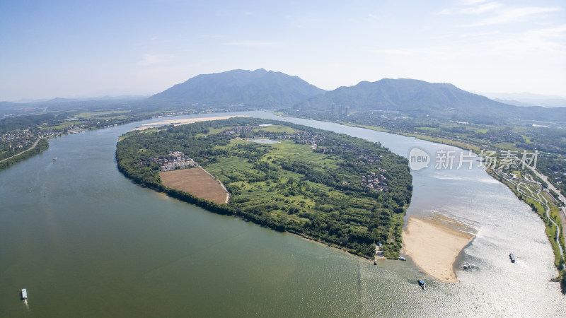 航拍清远伦洲岛风景