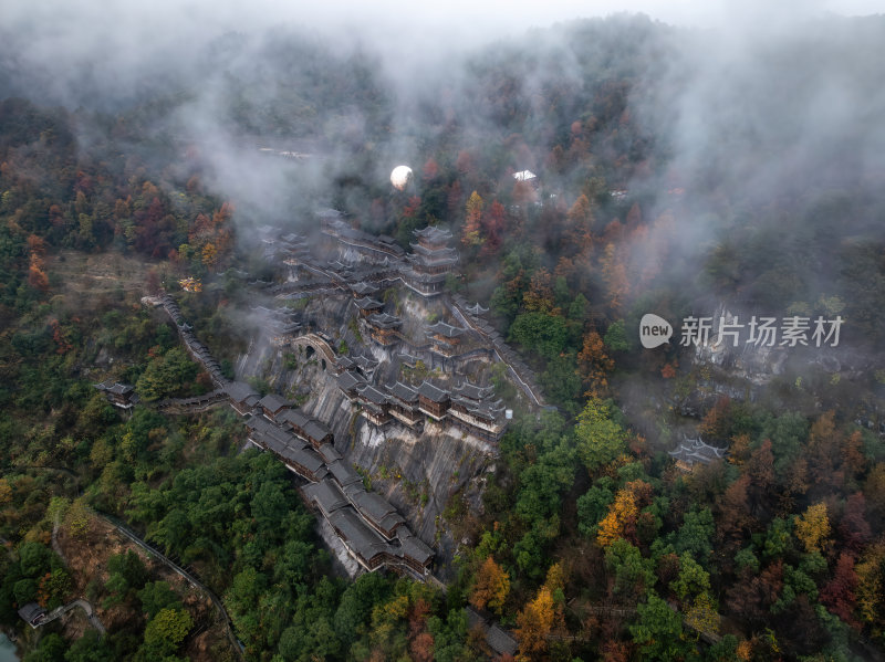 江西上饶网红景点望仙谷仙境云雾缭绕航拍