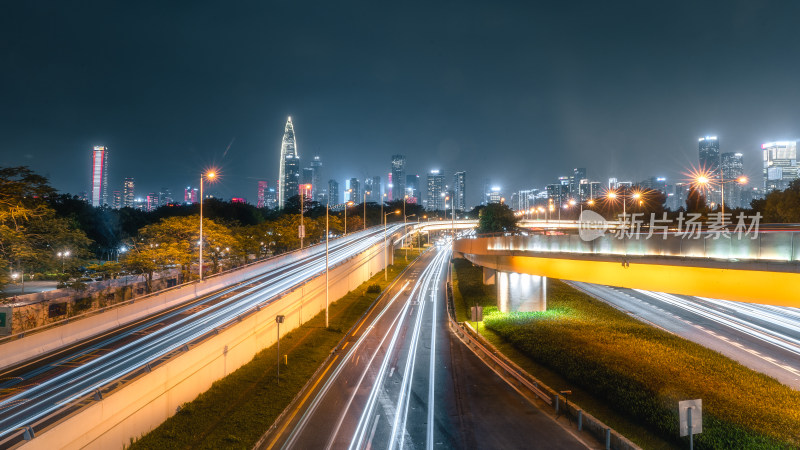 深圳南山CBD夜景车流