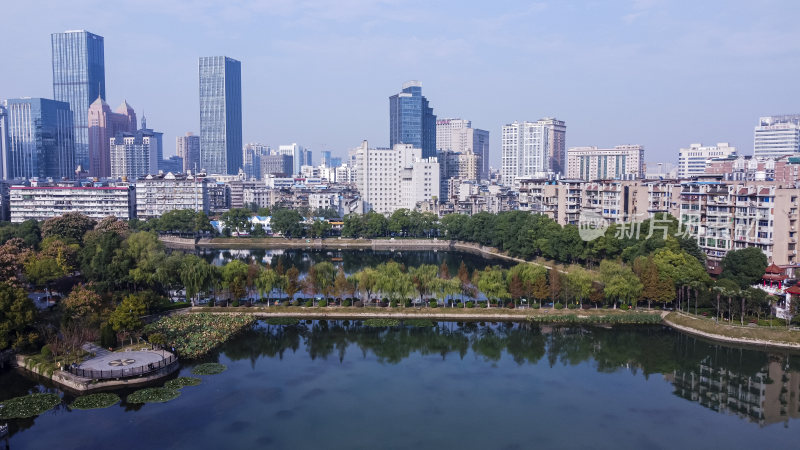 武汉江岸区宝岛公园航拍