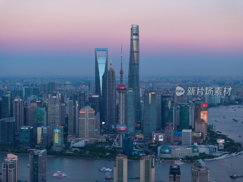 航拍上海现代都市摩天大楼陆家嘴外滩夜景