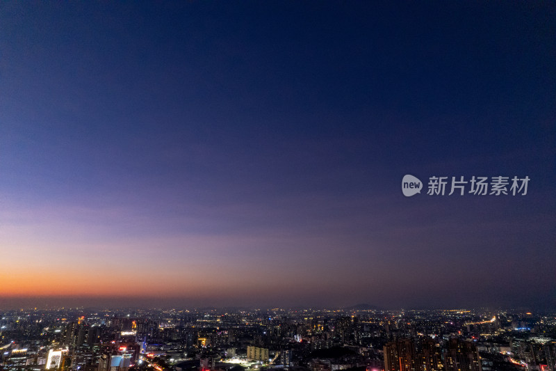 东莞晚霞城市夜景灯光航拍摄影图