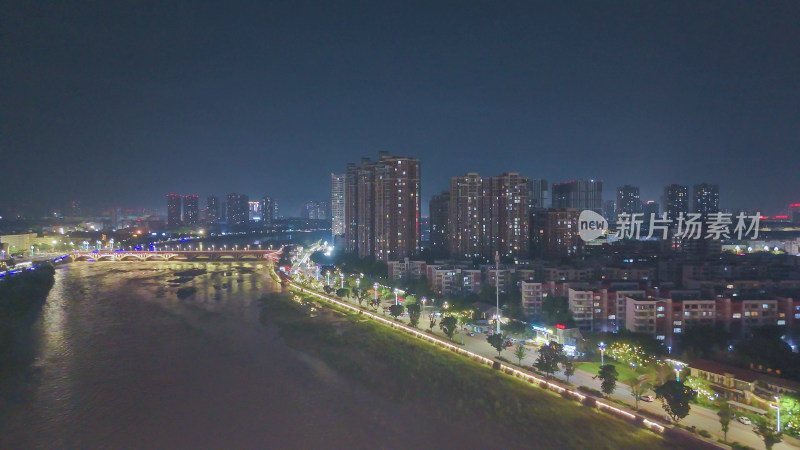 四川德阳夜景德阳彩虹桥夜景航拍