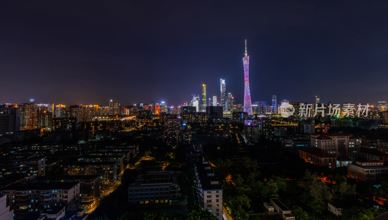 鸟瞰广州城市夜景