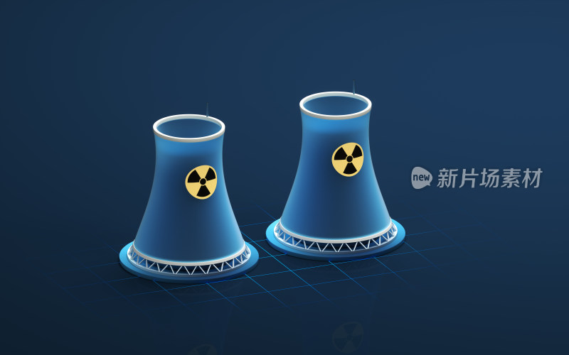 核能工厂与核能发电站 3D渲染