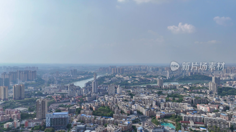 航拍四川内江大景内江城市建设