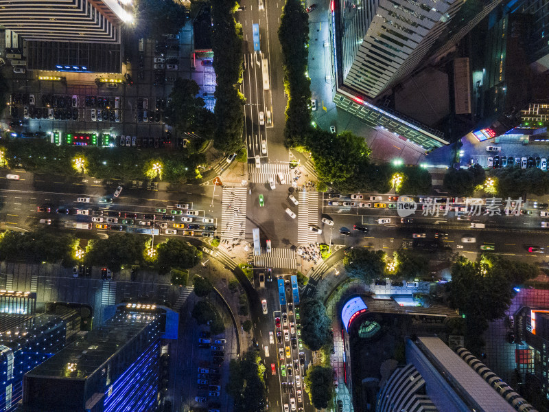 福建福州城市夜景交通航拍