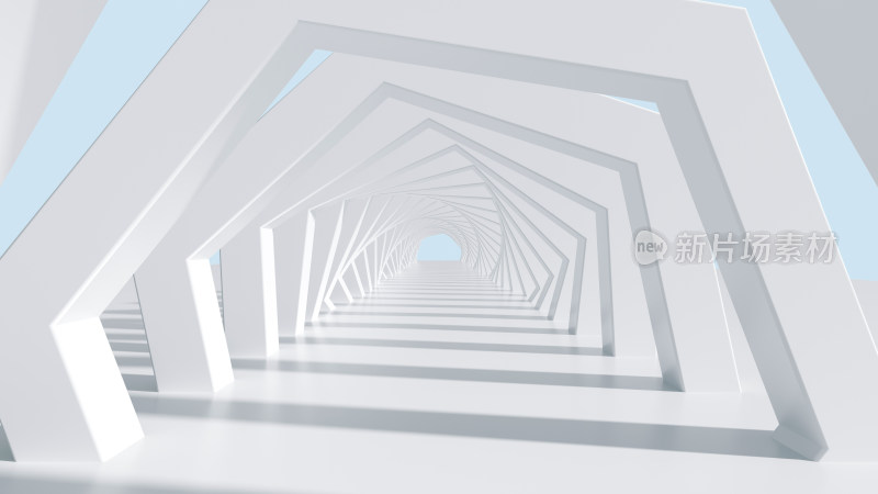 白色明亮穿梭隧道科技抽象现代建筑