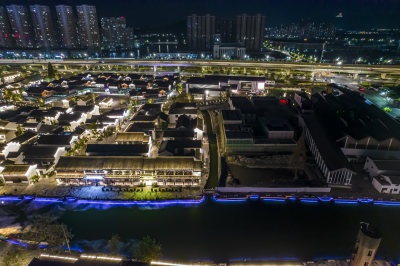 绍兴柯桥古镇景区夜景