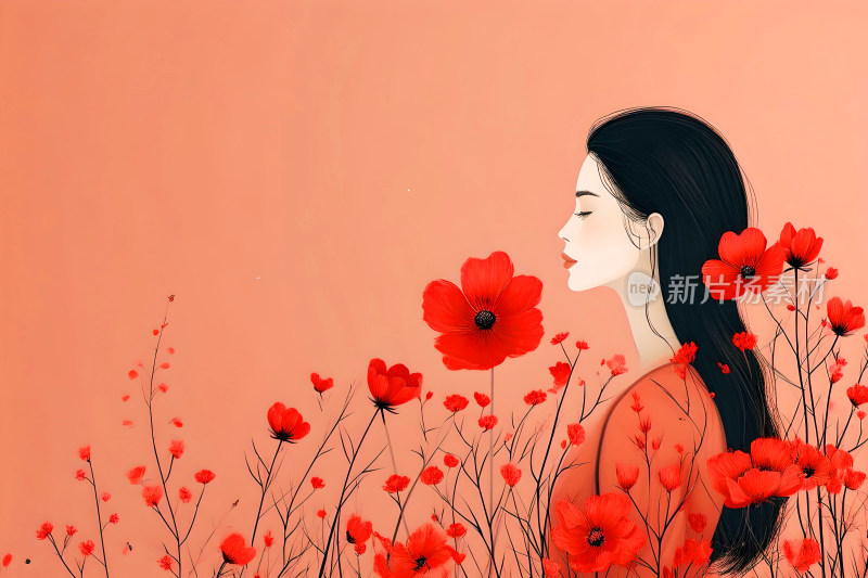 妇女节背景图美女花朵