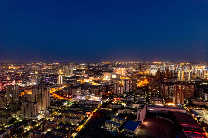 保定城市夜景灯光航拍图