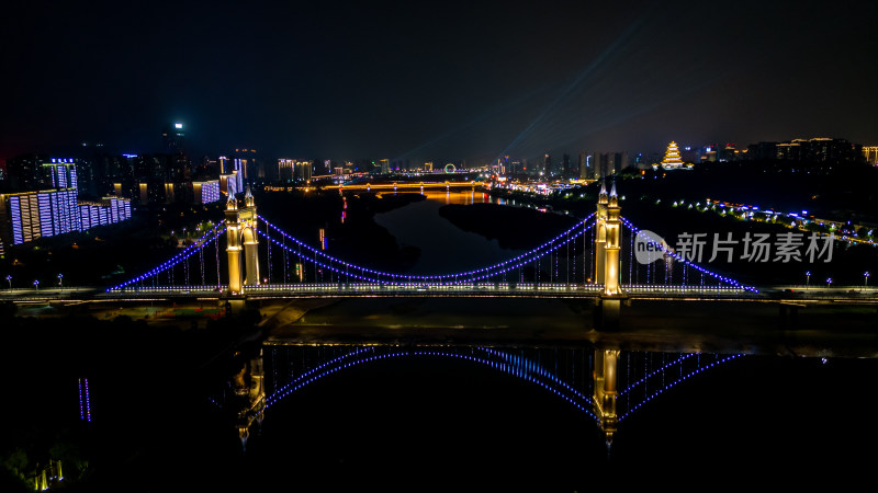 宝鸡同盟大桥夜景航拍图