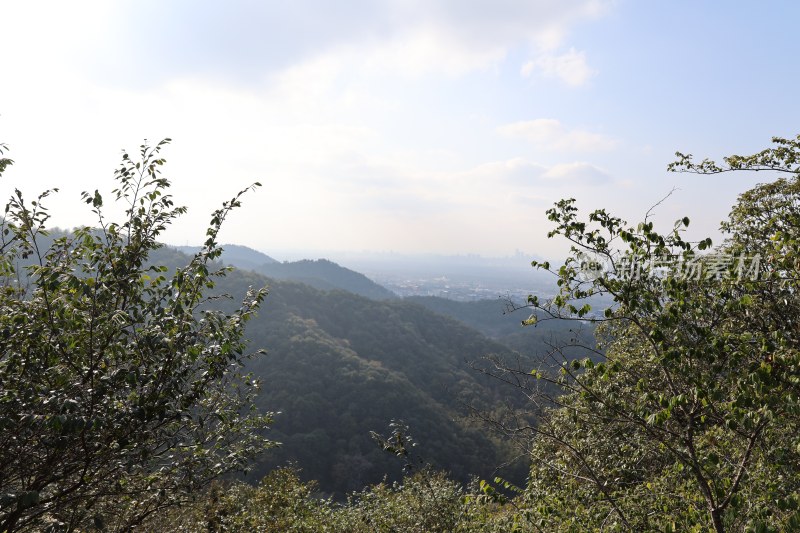 山林间远眺城市景观