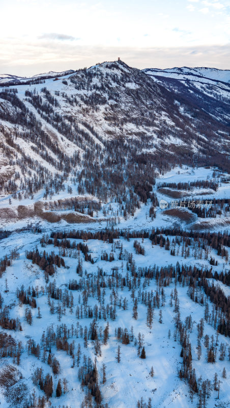 新疆北疆阿勒泰喀纳斯冬季雪景童话世界航拍