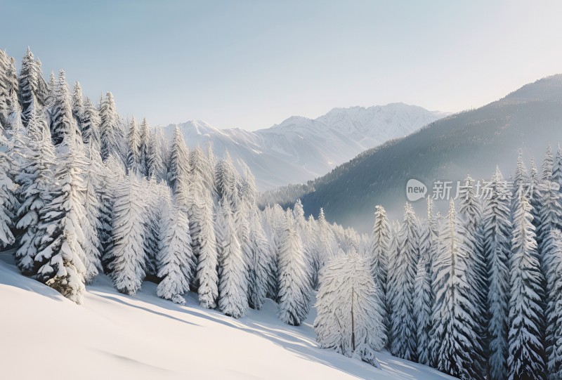 冬季森林白雪覆盖风景