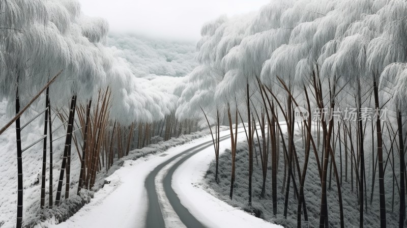 冬季唯美雪景海报背景配图高清摄影图