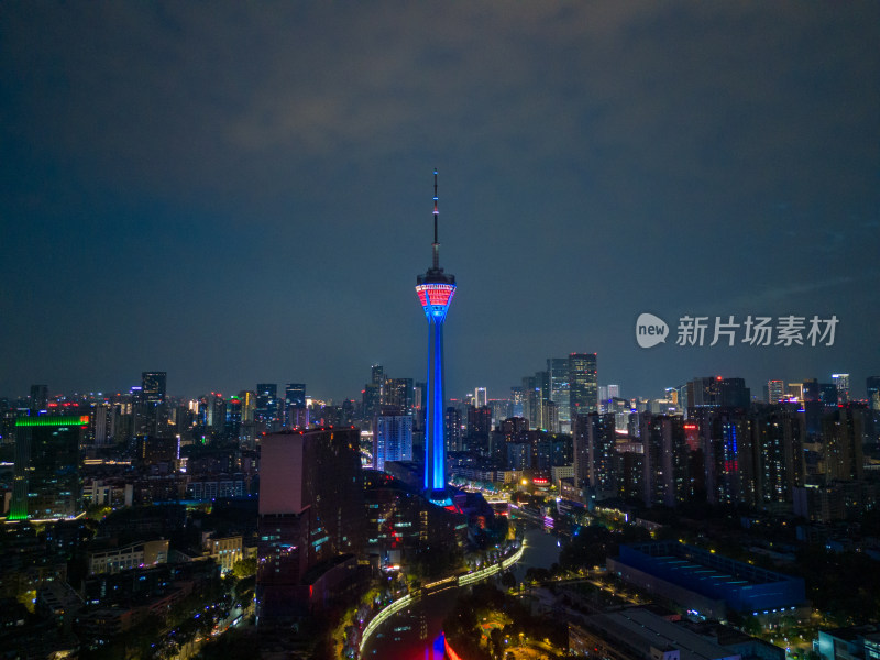 四川成都天府熊猫塔夜景