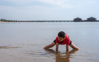 秦皇岛南戴河景区海边海滨海滩