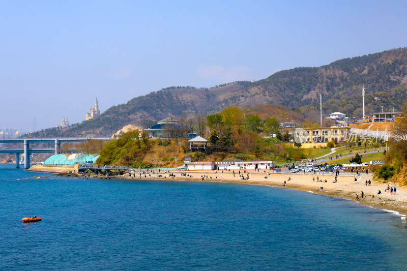 大连银沙滩海岸线海边风光