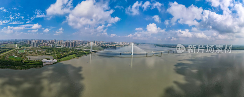 湖北荆州长江大桥全景航拍摄影图