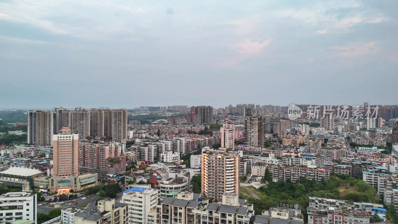 航拍四川自贡大景自贡城市建设