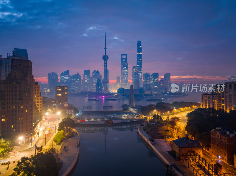 上海城市夜景陆家嘴浦西全景