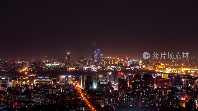 北京城市夜景cbd建筑群繁华都市