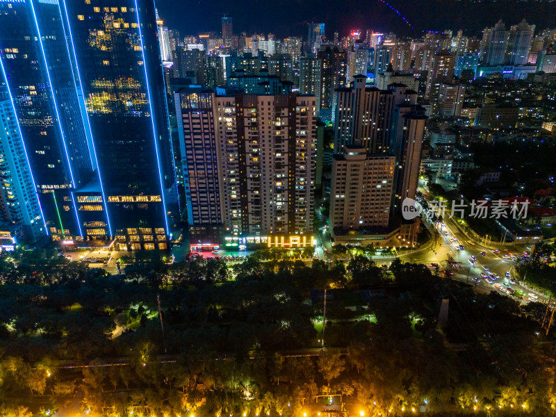 兰州城市夜景航拍图