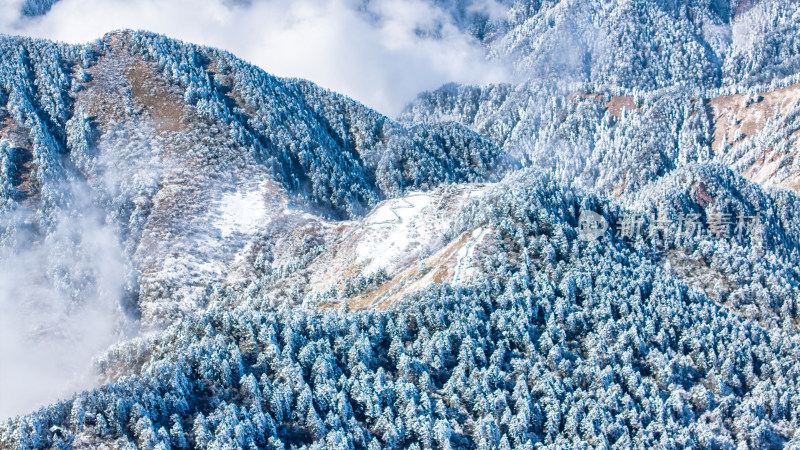 冬季成都西岭雪山景区综合航拍