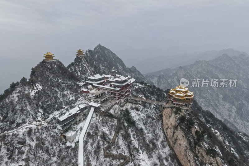 河南老君山飞雪冬季航拍