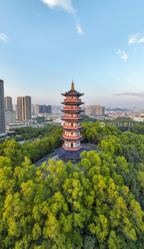 广东省深圳市坪山区大山陂水库泰和塔航拍