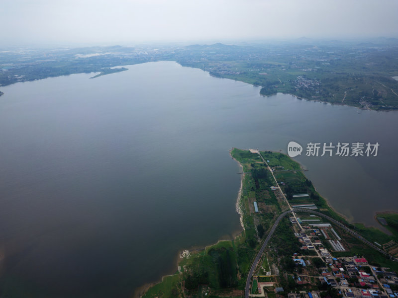 航拍山东临沂兰陵会宝岭水库