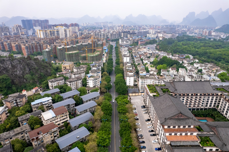 广西桂林城市风光航拍图